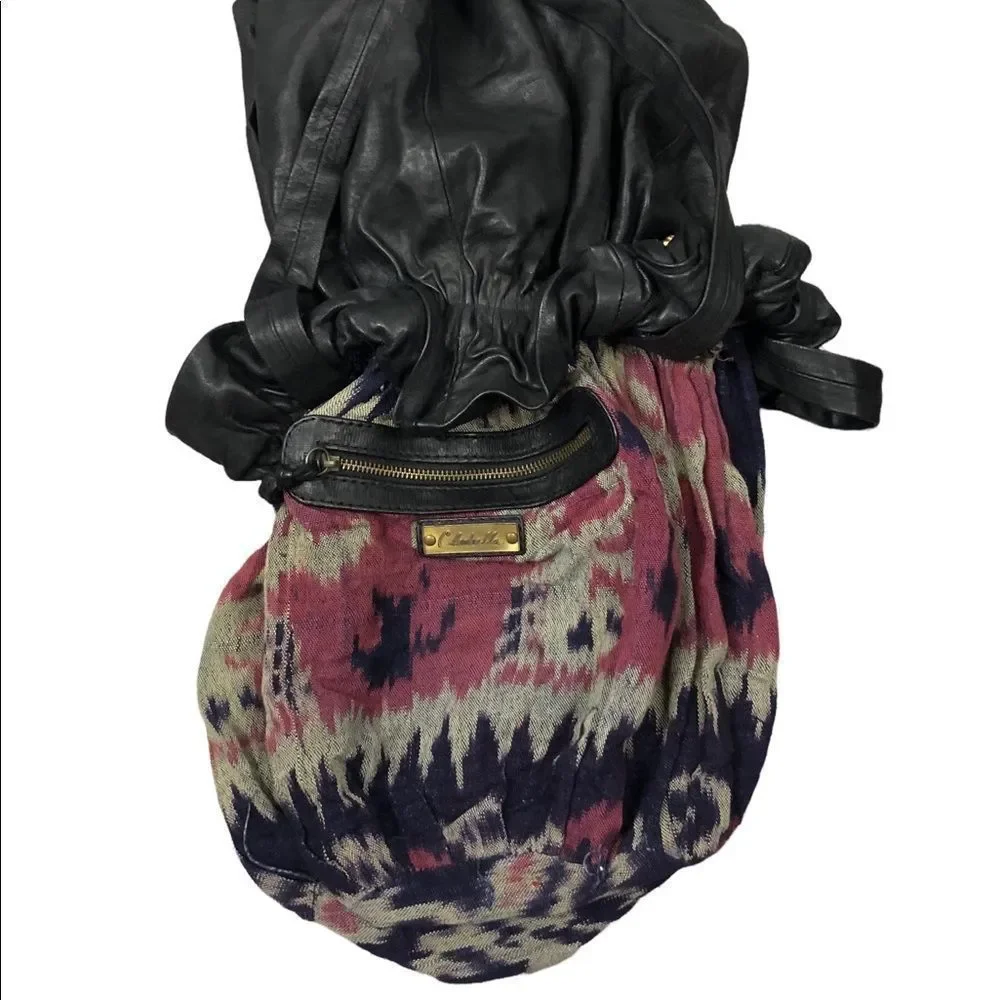 Cleobella Studded Bucket Bag Magnetic Close Leather BoHo Festival Coachella.